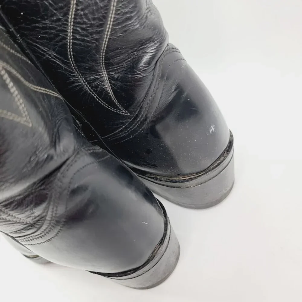 Tony Lama Men's Black Vaquer Cowboy Mid-Calf Western Boot‎ Size 9EE